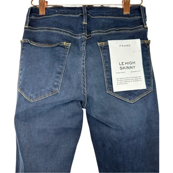 Frame Denim Revolve Le High Raw Edge Hem Ankle Slit Rivet Skinny Jeans Fonda - Picture 10 of 16
